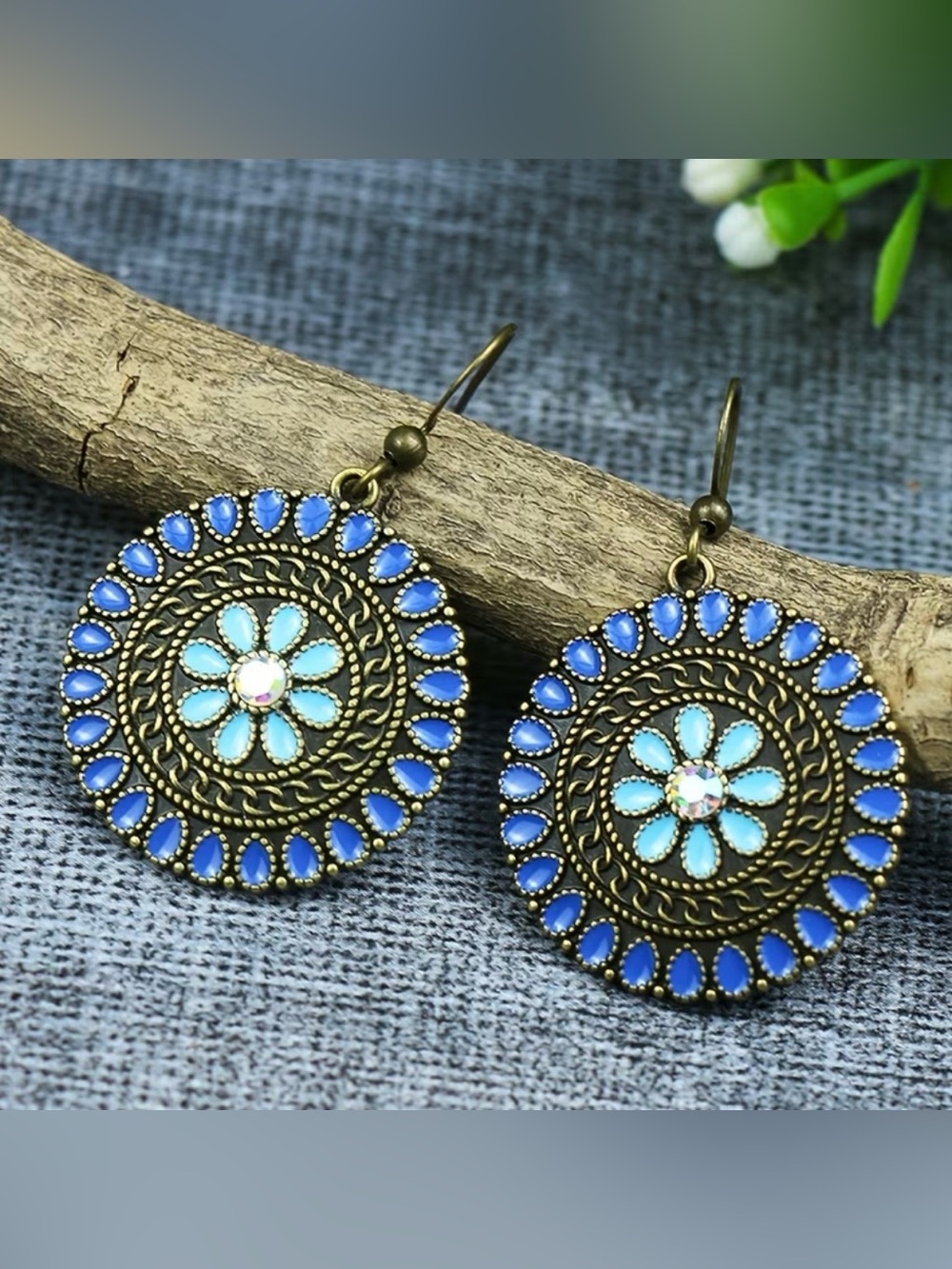 Boho Floral Round Dangle Earrings - Pick 1 - Picture 3 of 6